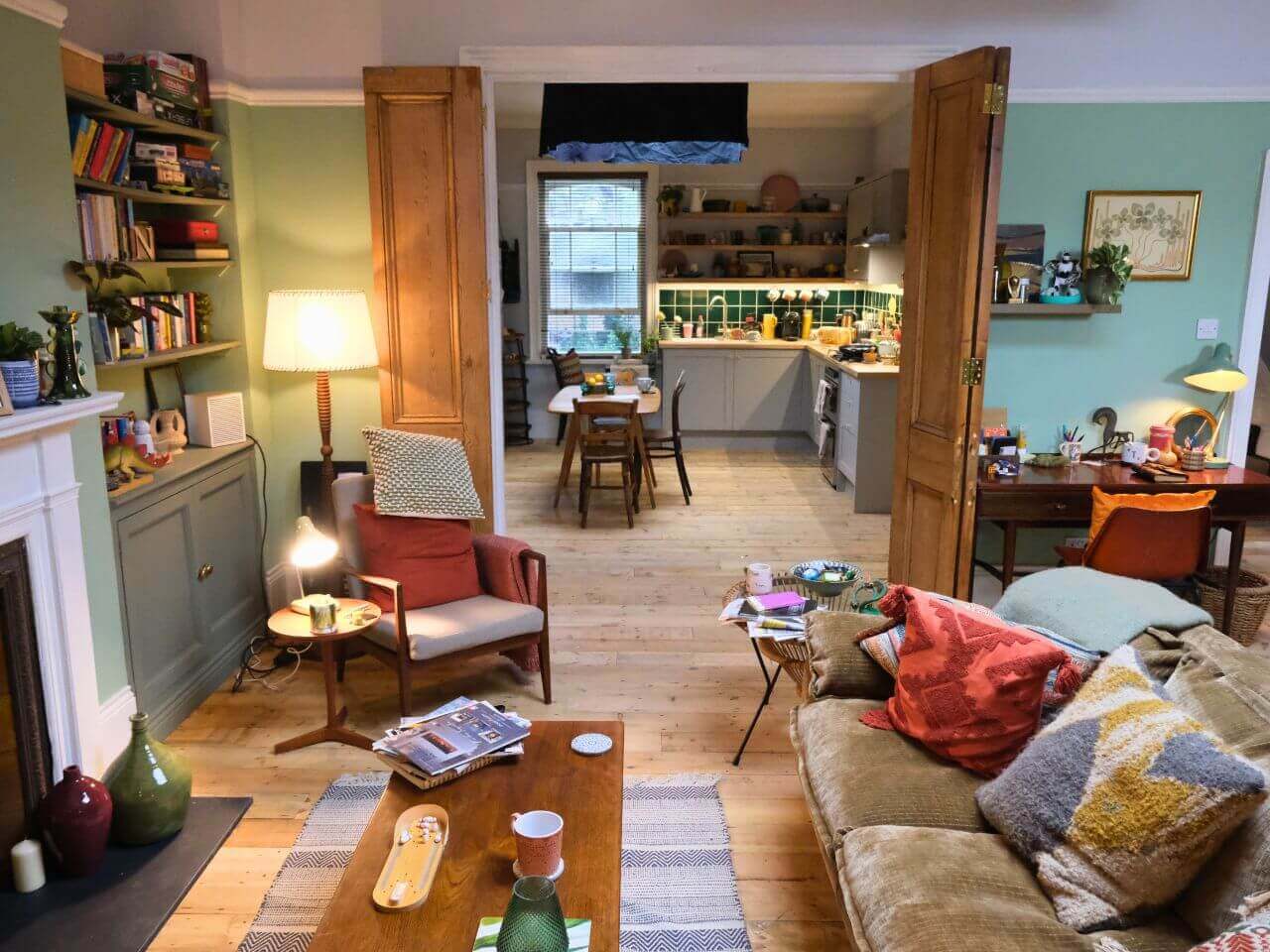 Livingroom set built for Trying, refurbishment of original set
