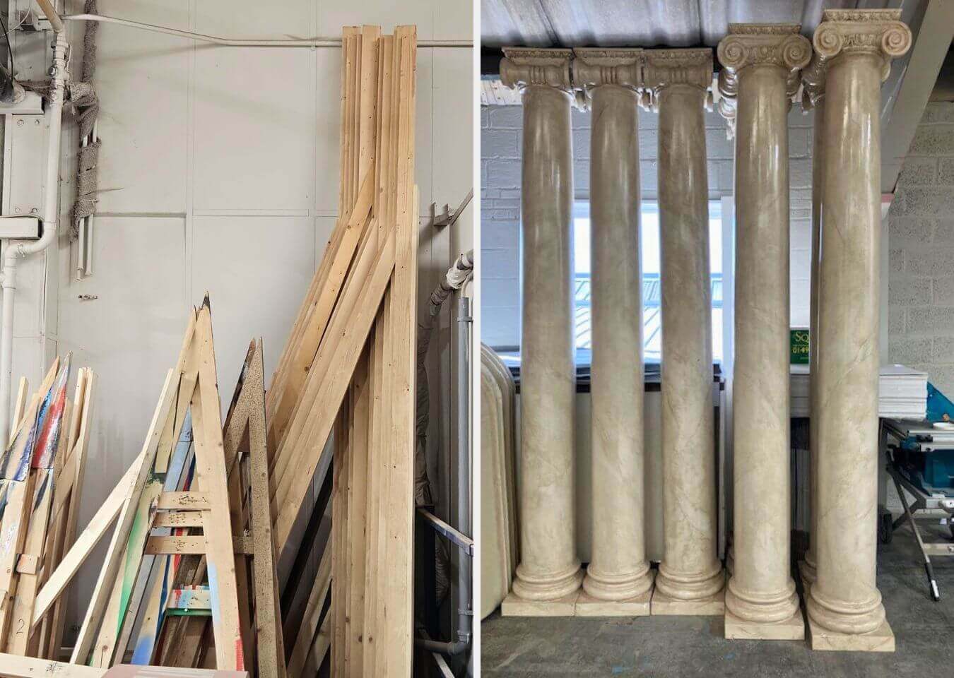 Sustainable Set Construction Blog - Frames and Columns in storage
