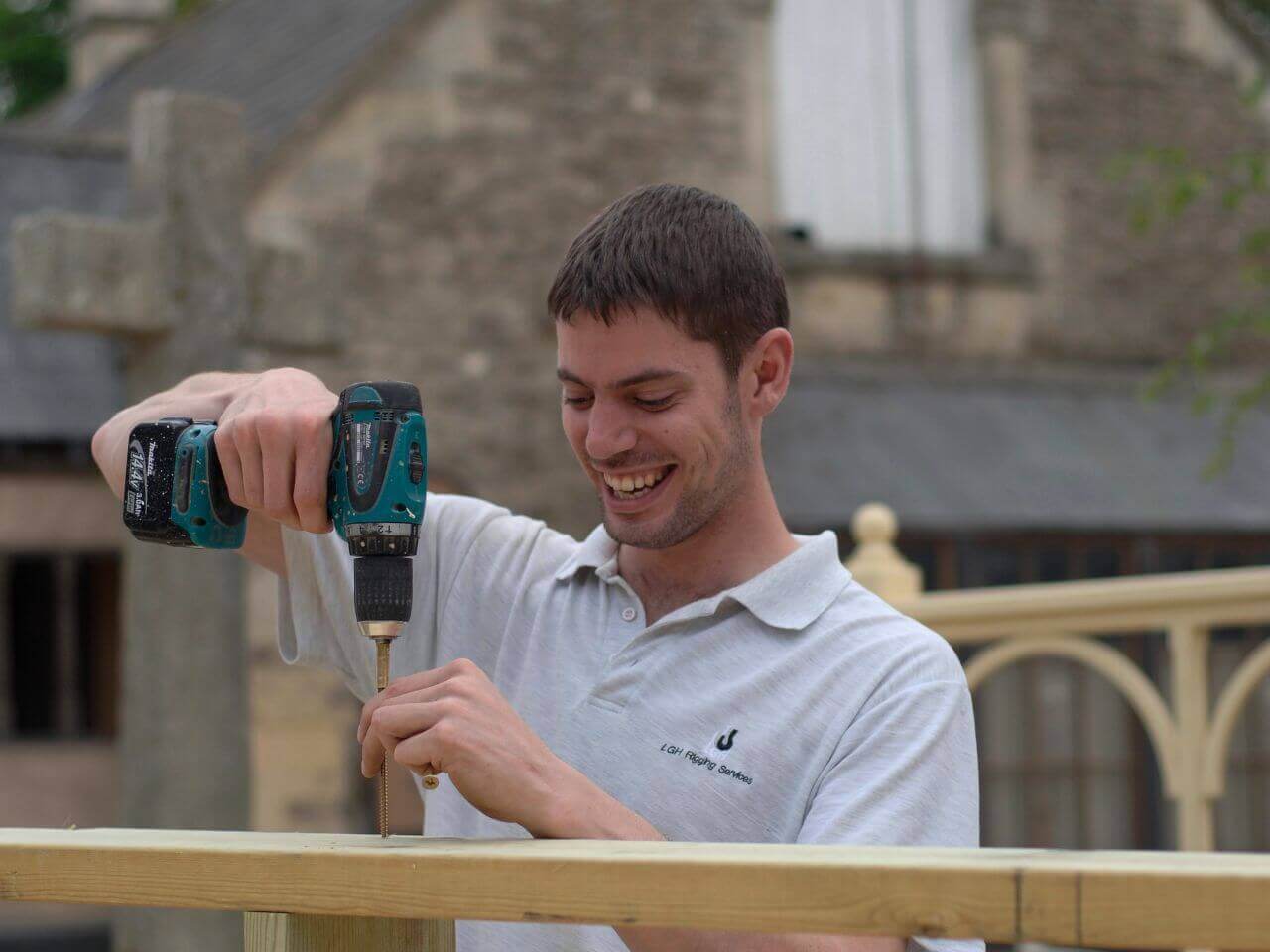 Young Danny - Lark Rise to Candleford Danny working with a drill on location for Lark Rise to Candleford.